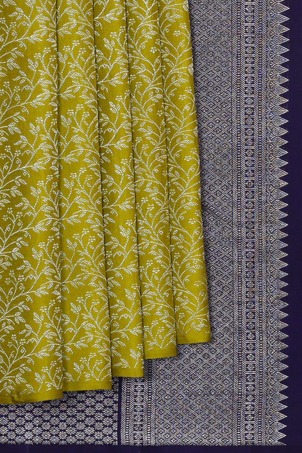 Image of Kanchipattu Golden Green Brocade Saree